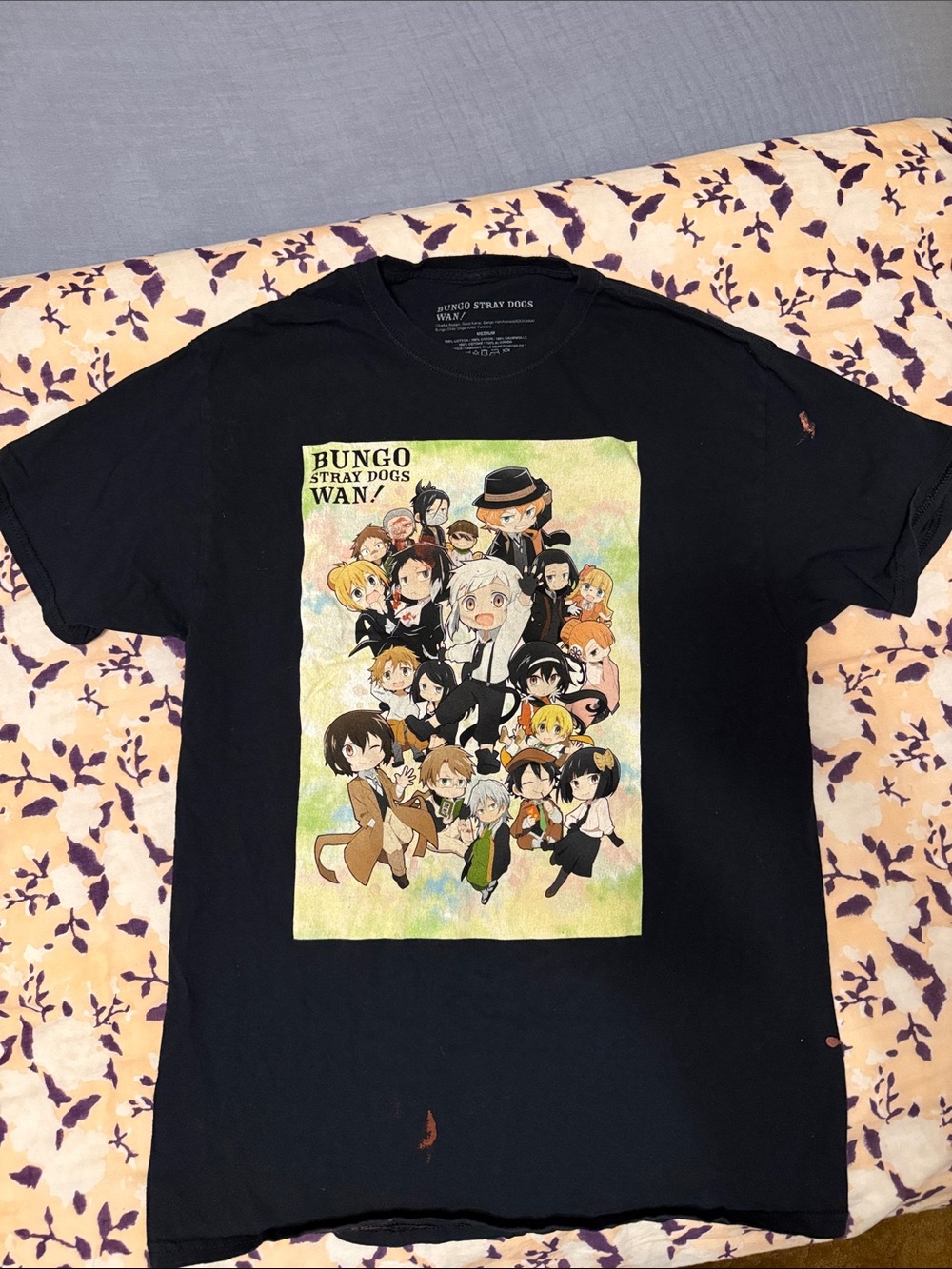 Bungo Stray Dogs Anime Graphic Tee - Black with Colorful Character Print